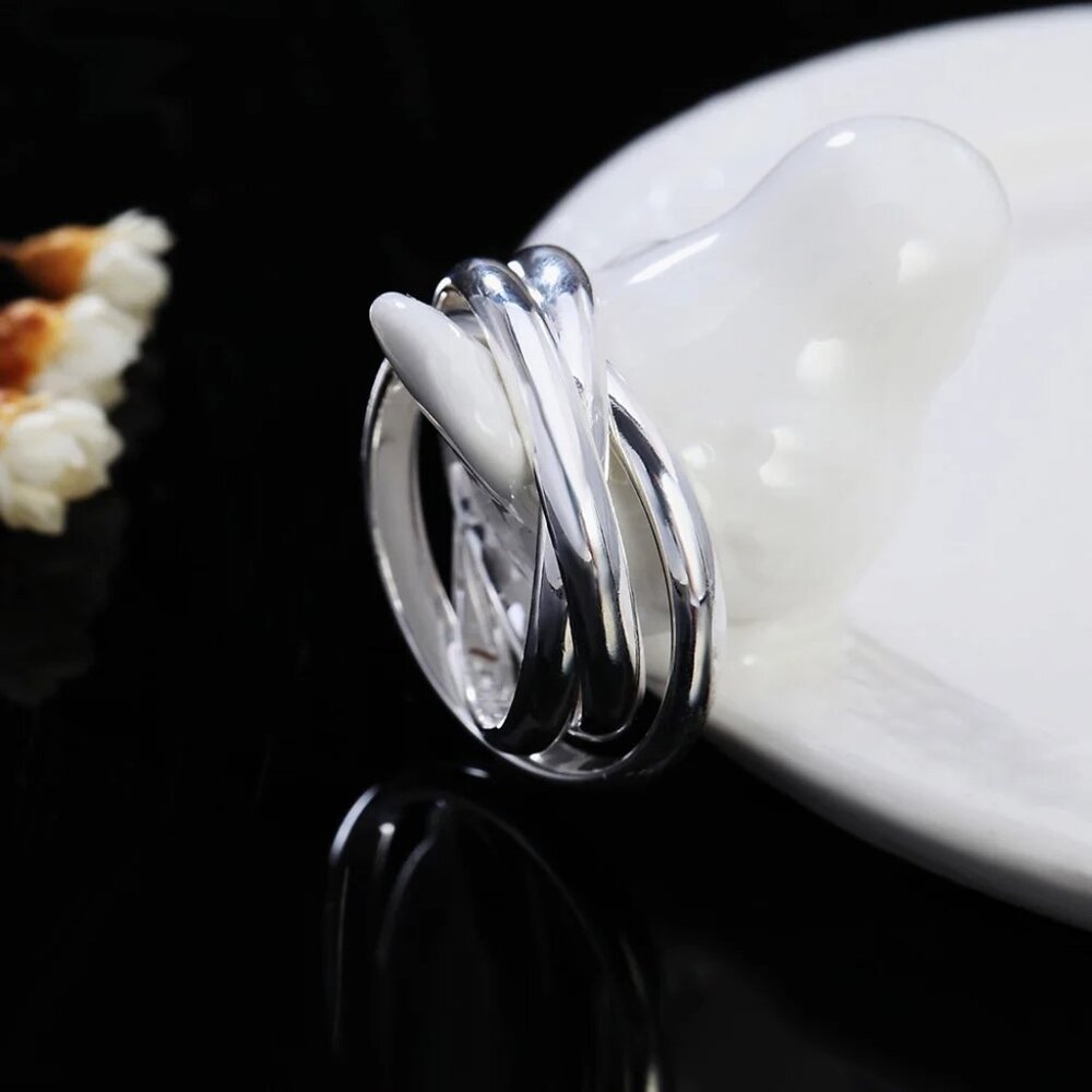 Stunning Homage " Trinity Love Ring " 925 Sterling Silver - Picture 7 of 10